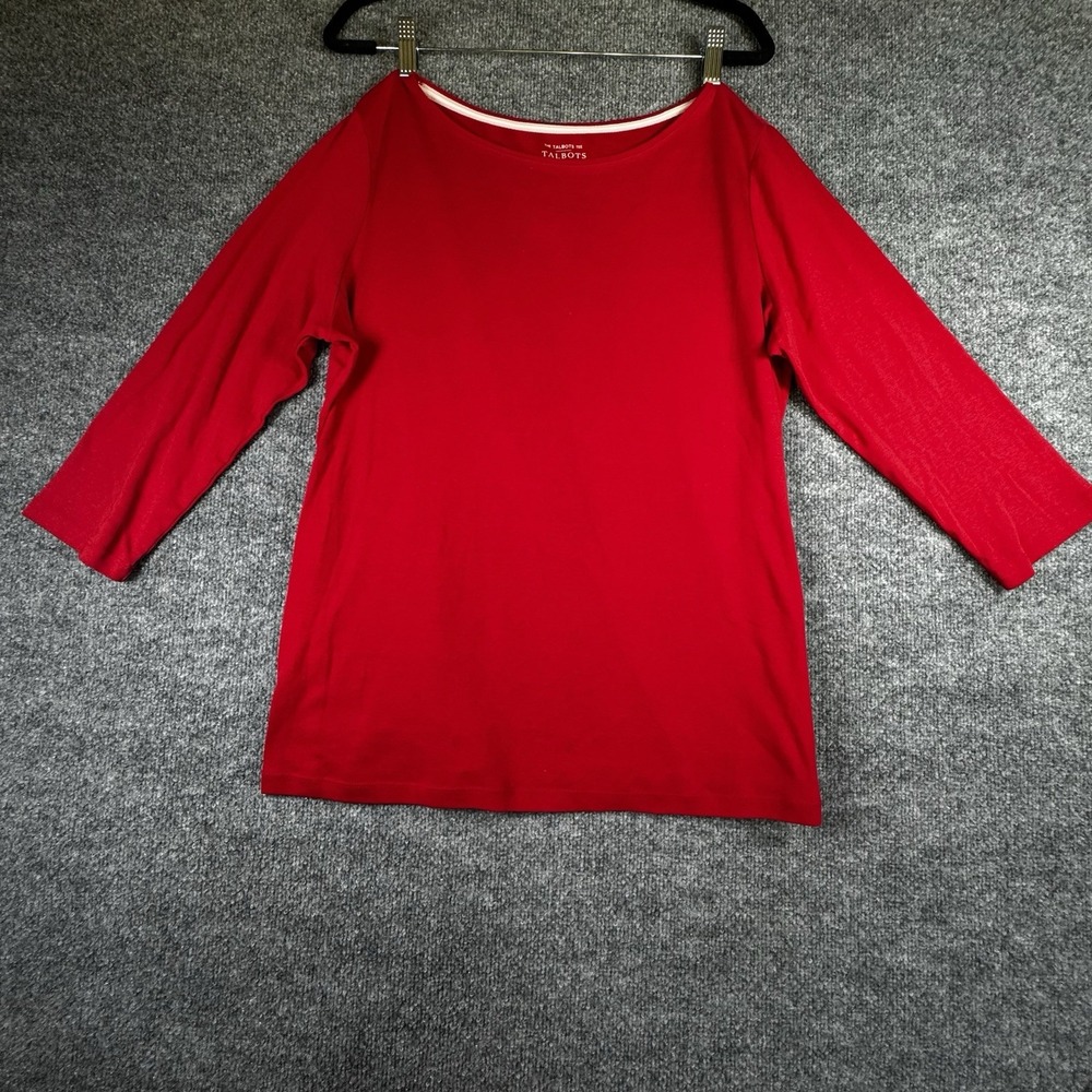 Talbots The Talbots Tee Bright Red 100% Pima Cotton 3/4 Sleeve Top Sz 1X